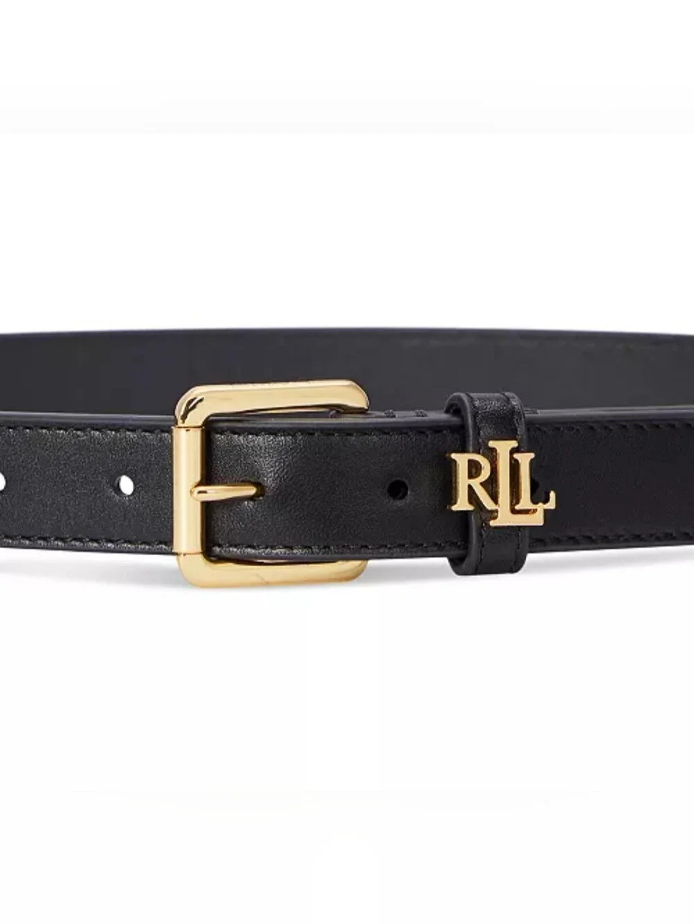 NWT Women's Lauren Ralph Lauren Logo-Keeper Leather Skinny Belt Size XL